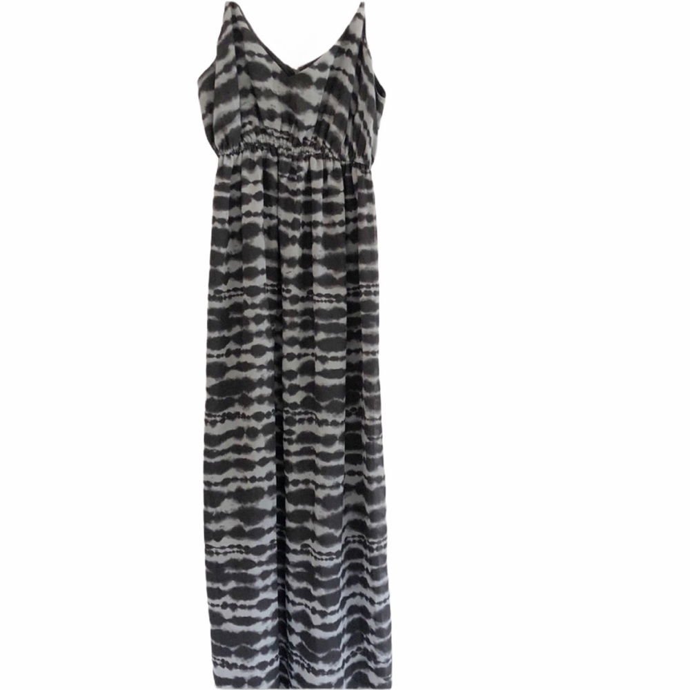 Tie Dye Watercolor Maxi Dress Black Gray M